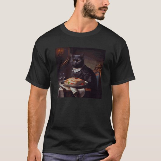 Black Cat Attack Steak Tシャツ (正面)