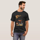 Black Cat Autumn Bicycle Ride Thanksgiving Fall Se Tシャツ (正面フル)