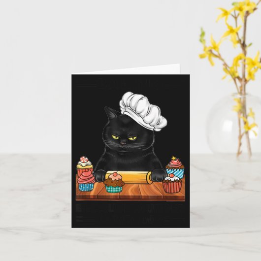 Black Cat Baking Because Murder Is Wrong Cat Lover カード (黄色い花)