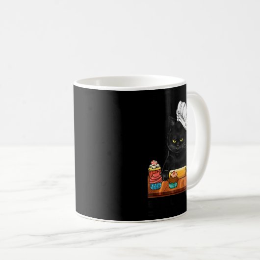 Black Cat Baking Because Murder Is Wrong Cat Lover コーヒーマグカップ (正面右)