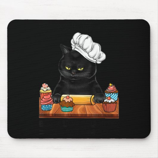 Black Cat Baking Because Murder Is Wrong Cat Lover マウスパッド (正面)