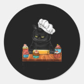 Black Cat Baking Because Murder Is Wrong Cat Lover ラウンドシール (正面)