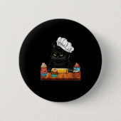 Black Cat Baking Because Murder Is Wrong Cat Lover 缶バッジ (正面)