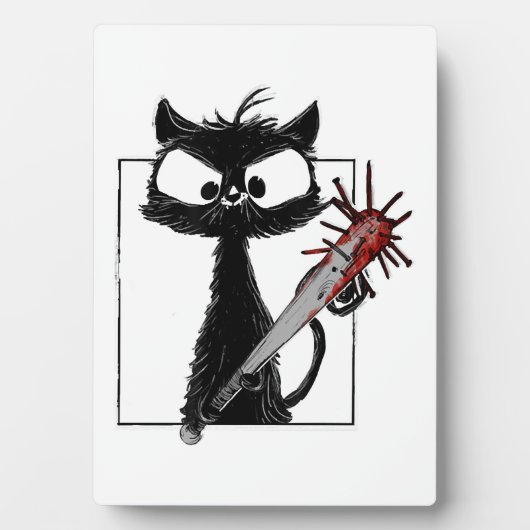 Black Cat Baseball Horror Halloween フォトプラーク (正面)