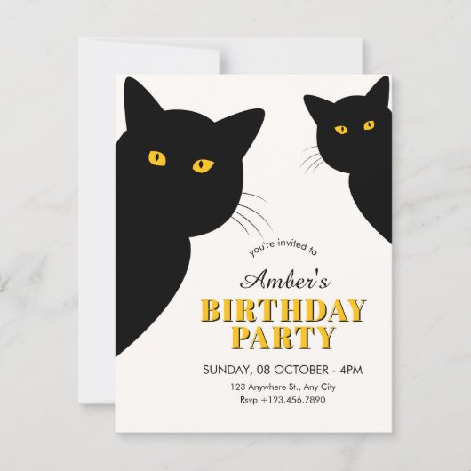 Black cat birthday 招待状 (正面)