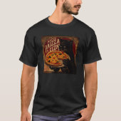 Black Cat Biting Pizza Tシャツ (正面)