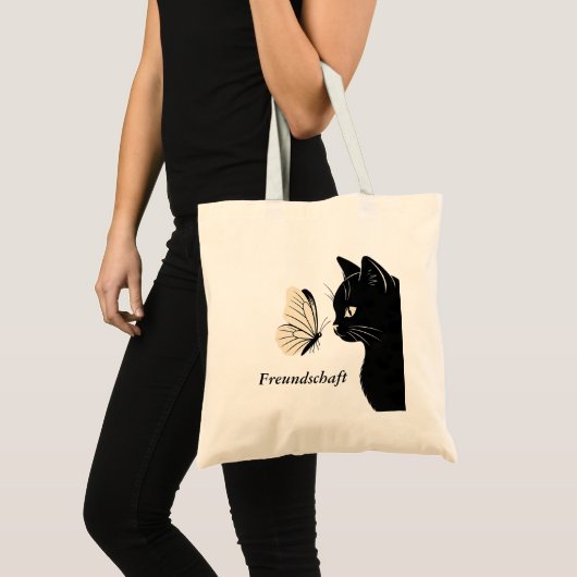 Black Cat Butterfly Freundschaft トートバッグ (正面(商品))