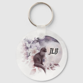 Black Cat by a Magical Full Moon キーホルダー