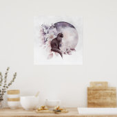 Black Cat by a Magical Full Moon ポスター (キッチン)