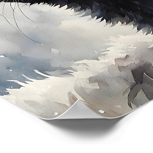 Black Cat by Window Art Print Cozy Feline Wall Art ポスター (角)