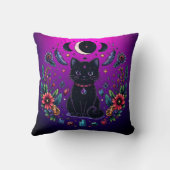 Black Cat Celestial Mystical Purple Pink クッション (裏面)