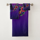 Black Cat Celestial Mystical Purple Pink バスタオルセット (インサイチュ)