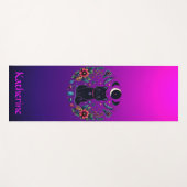 Black Cat Celestial Mystical Purple Pink ヨガマット (正面(横))