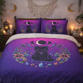 Black Cat Celestial Mystical Purple Pink 枕カバー