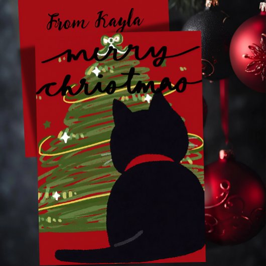 Black cat christmas シーズンカード