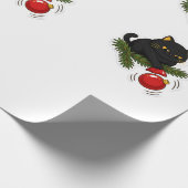 Black Cat Christmas Bauble Funny Cat Pattern ラッピングペーパー (角)