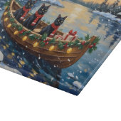 Black Cat Christmas Boat Holiday カッティングボード (角)