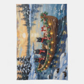 Black Cat Christmas Boat Holiday キッチンタオル (縦)
