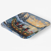 Black Cat Christmas Boat Holiday ペーパープレート (傾斜あり)