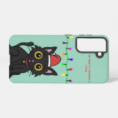 Black Cat Christmas Galaxy Case – Light Green Samsung Galaxyケース (裏面横)