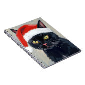 Black Cat | Christmas Painting Santa Hat ノートブック (右側)