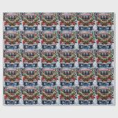 Black Cat Christmas Red Truck Holiday ラッピングペーパー (フラット)