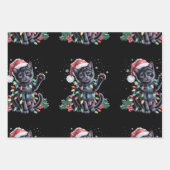Black Cat Christmas Santa Hat Meowy Xmas Holiday ラッピングペーパーシート (正面)