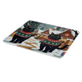 Black Cat Christmas Snow Holiday カッティングボード (角)