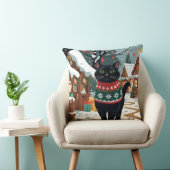 Black Cat Christmas Snow Holiday クッション (椅子)