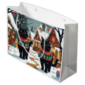 Black Cat Christmas Snow Holiday ラージペーパーバッグ (裏面アングル)