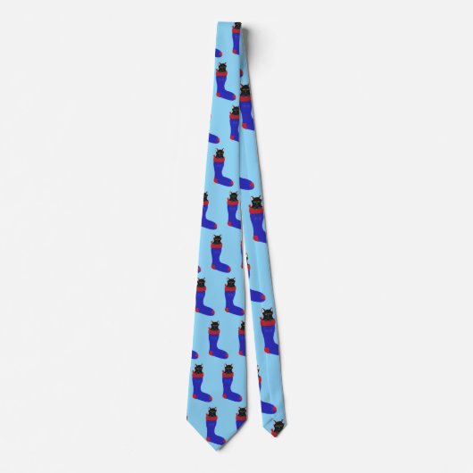 Black Cat Christmas Stocking Neck Ties ネクタイ (正面)