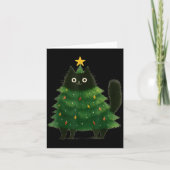 Black Cat Christmas Tree Cute Holiday Pet Lover De カード (正面)