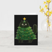 Black Cat Christmas Tree Cute Holiday Pet Lover De カード (黄色い花)