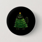 Black Cat Christmas Tree Cute Holiday Pet Lover De 缶バッジ (正面)