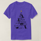 Black Cat Climbing Music Note Christmas Tree Tシャツ (デザイン正面)