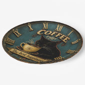 Black Cat Coffee Lover Farmhouse Kitchen Decor ペーパープレート (アングル)