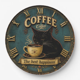 Black Cat Coffee Lover Farmhouse Kitchen Decor ペーパープレート