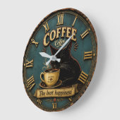 Black Cat Coffee Lover Farmhouse Kitchen Decor ラージ壁時計 (傾斜)