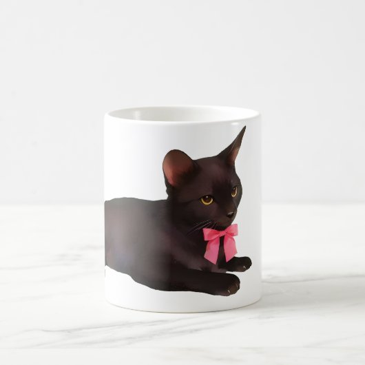 Black Cat Coffee Mug, Two-Tone Ceramic, Cat Lover コーヒーマグカップ (中央)