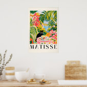 Black Cat Coffee Print Henri Matisse Style Kitchen ポスター (キッチン)