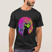 Black cat coloured background glowing eyes tシャツ (正面)