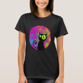 Black cat coloured background glowing eyes tシャツ (正面)