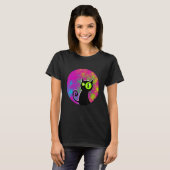 Black cat coloured background glowing eyes tシャツ (正面フル)