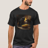 Black Cat Cooking Corn On The Cob Tシャツ (正面)