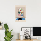 Black Cat Cozy Home Wall Art Cute Cat Modern ポスター (ホームオフィス)
