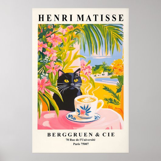 Black Cat Drinking Coffee Poster Henri Matisse ポスター (正面)