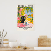 Black Cat Drinking Coffee Poster Henri Matisse ポスター (キッチン)