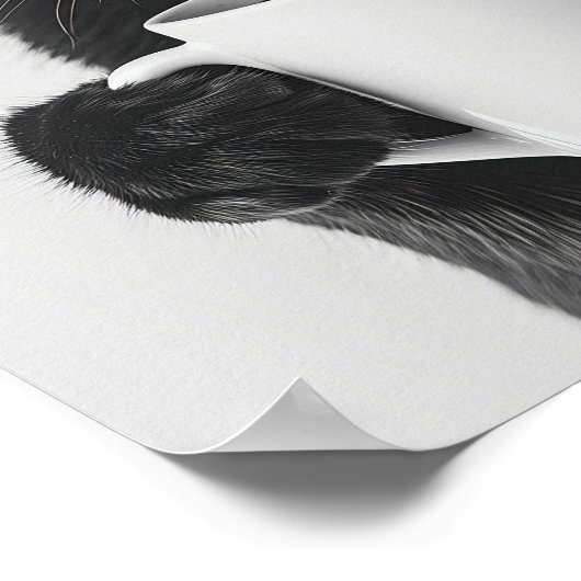 Black Cat Drinking Coffee Wall Art, Black and Whit ポスター (角)