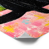 Black Cat Drinking Strawberry Juice ポスター (角)