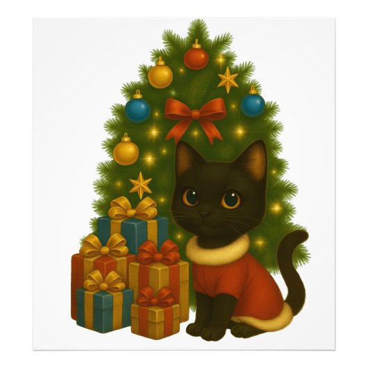 “Black Cat Emi and the Christmas Tree” フォトプリント (正面)